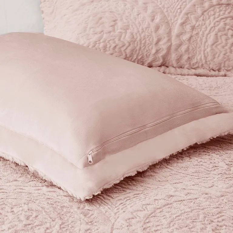 Set of Three Blush Medallion  Ring Stitch Polyester Sham And Comforter Photo 5