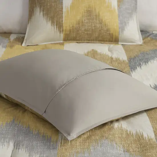 Set of Three Gray And Ivory Queen Ring Stitch Polyester Sham And Comforter Photo 5