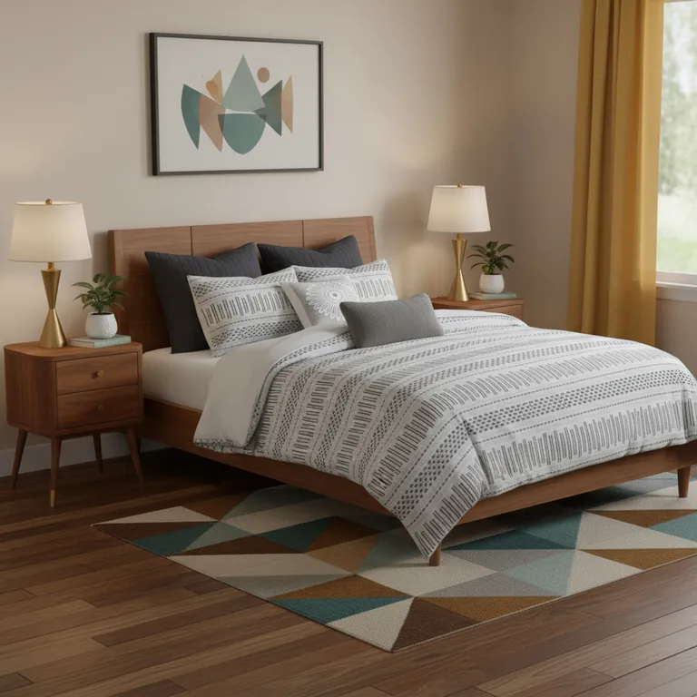 Set of Three Gray And Ivory Striped  Ring Stitch Sham And Comforter Photo 2