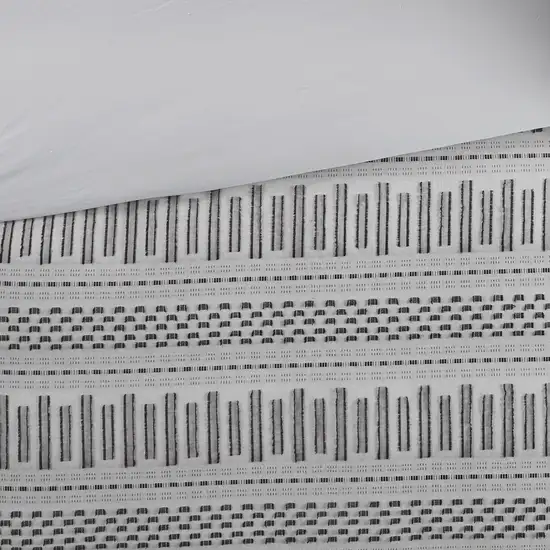 Set of Three Gray And Ivory Striped  Ring Stitch Sham And Comforter Photo 5