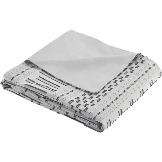 Set of Three Gray And Ivory Striped Queen Ring Stitch Sham And Comforter Photo 3