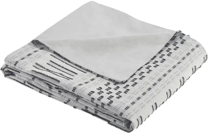 Set of Three Gray And Ivory Striped Queen Ring Stitch Sham And Comforter Photo 3