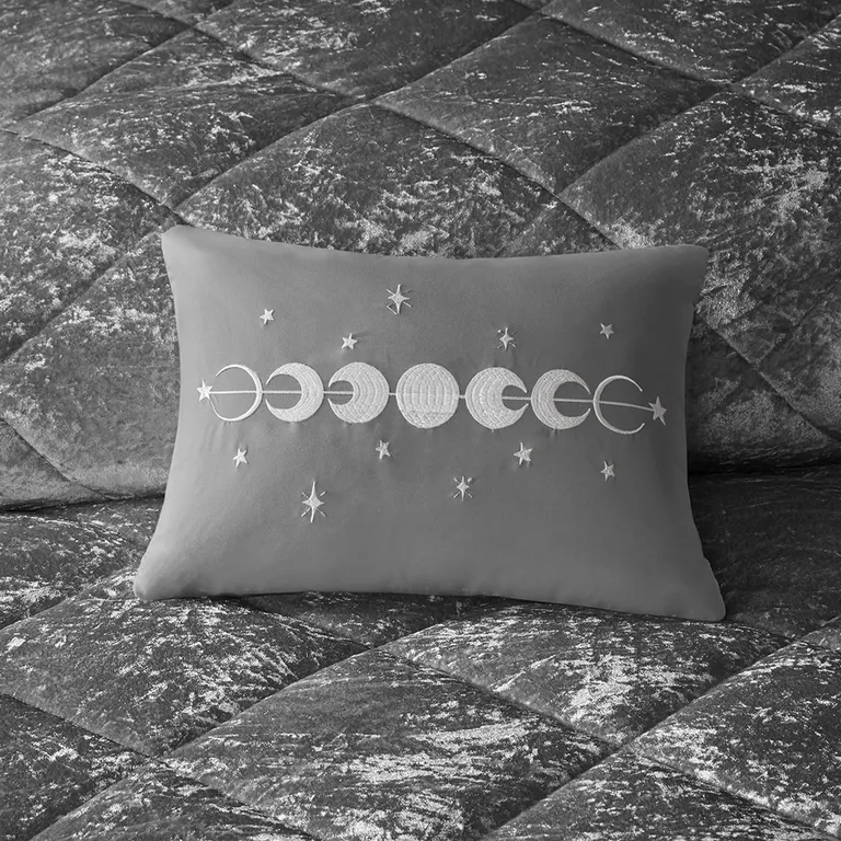 Set of Three Gray  Ring Stitch Polyester Sham And Comforter Photo 4