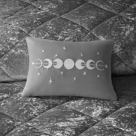 Set of Three Gray  Ring Stitch Polyester Sham And Comforter Photo 4