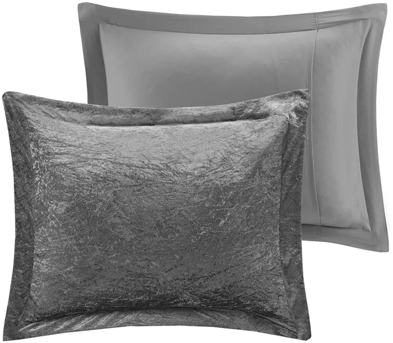 Set of Three Gray  Ring Stitch Polyester Sham And Comforter Photo 4