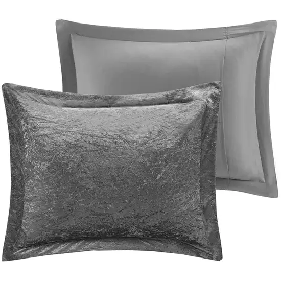 Set of Three Gray Twin Ring Stitch Polyester Sham And Comforter Photo 3