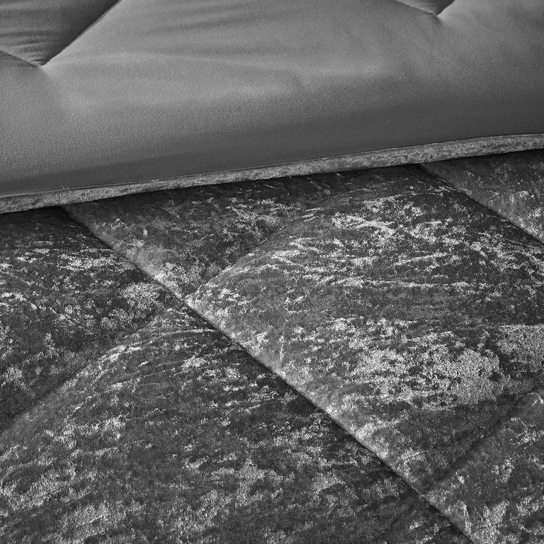 Set of Three Gray  Ring Stitch Polyester Sham And Comforter Photo 5