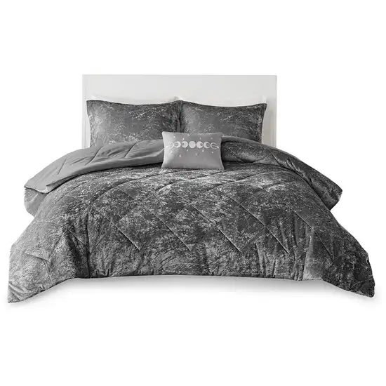 Set of Three Gray  Ring Stitch Polyester Sham And Comforter Photo 2