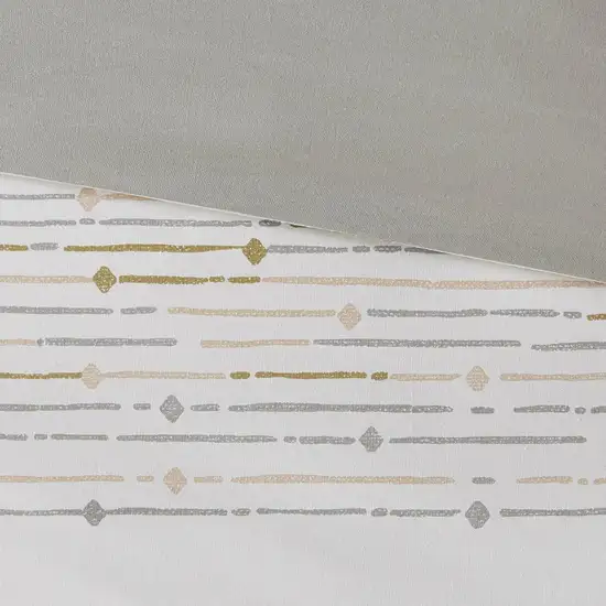 Set of Three Off White And Gray Striped King Ring Stitch Sham And Comforter Photo 7