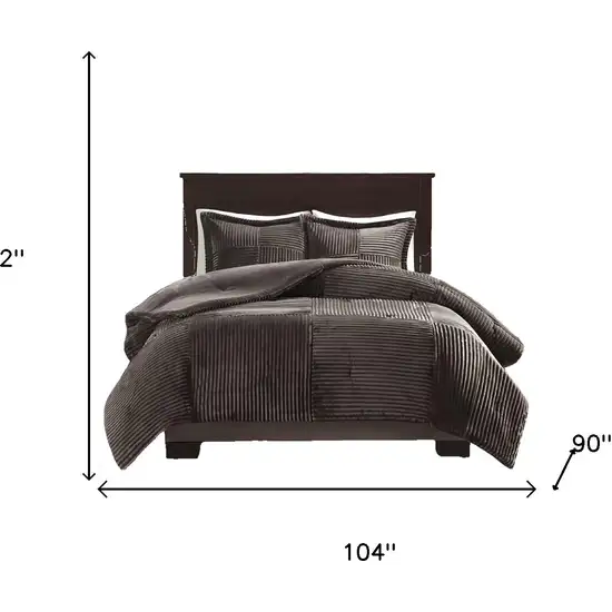 Set of Three Taupe King Ring Stitch Polyester Sham And Comforter Photo 5