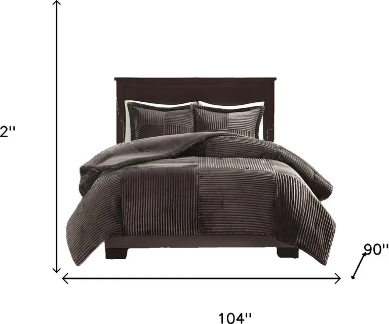 Set of Three Taupe  Ring Stitch Polyester Sham And Comforter Photo 4