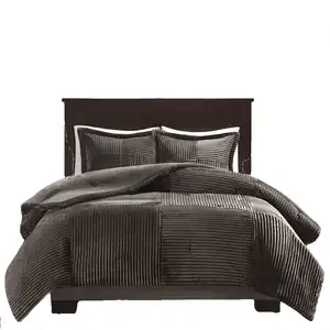 Photo of Set of Three Taupe  Ring Stitch Polyester Sham And Comforter