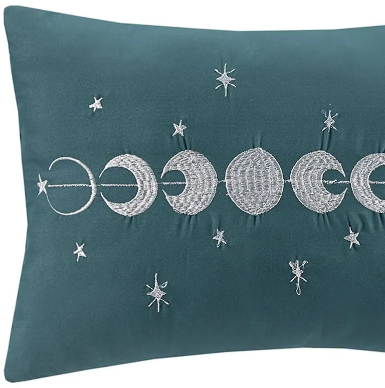 Set of Three Teal Blue  Ring Stitch Polyester Sham And Comforter Photo 5