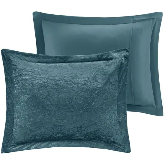 Set of Three Teal Blue Twin Ring Stitch Polyester Sham And Comforter Photo 4