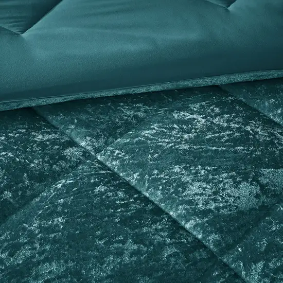 Set of Three Teal Blue Twin Ring Stitch Polyester Sham And Comforter Photo 7