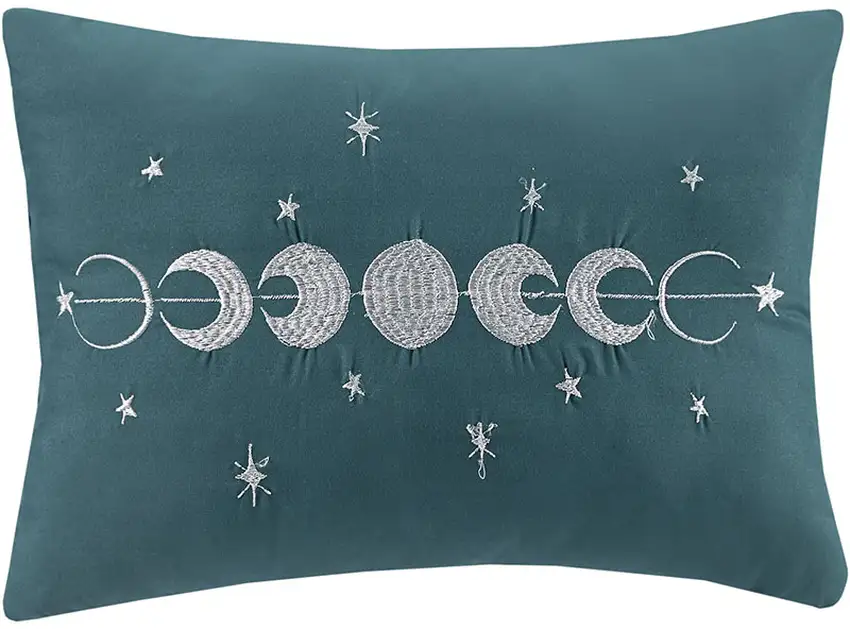 Set of Three Teal Blue Twin Ring Stitch Polyester Sham And Comforter Photo 3