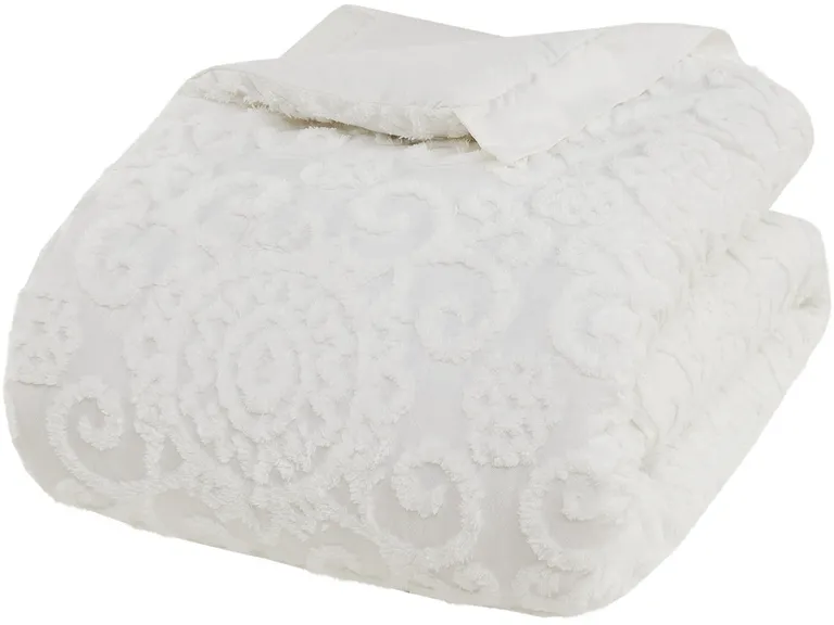 Set of Three White Medallion  Ring Stitch Sham And Comforter Photo 1