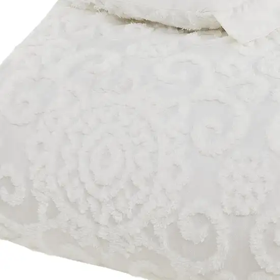 Set of Three White Medallion  Ring Stitch Sham And Comforter Photo 6