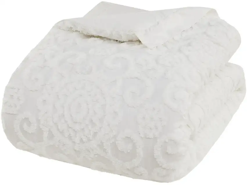 Set of Three White Medallion  Ring Stitch Sham And Comforter Photo 4