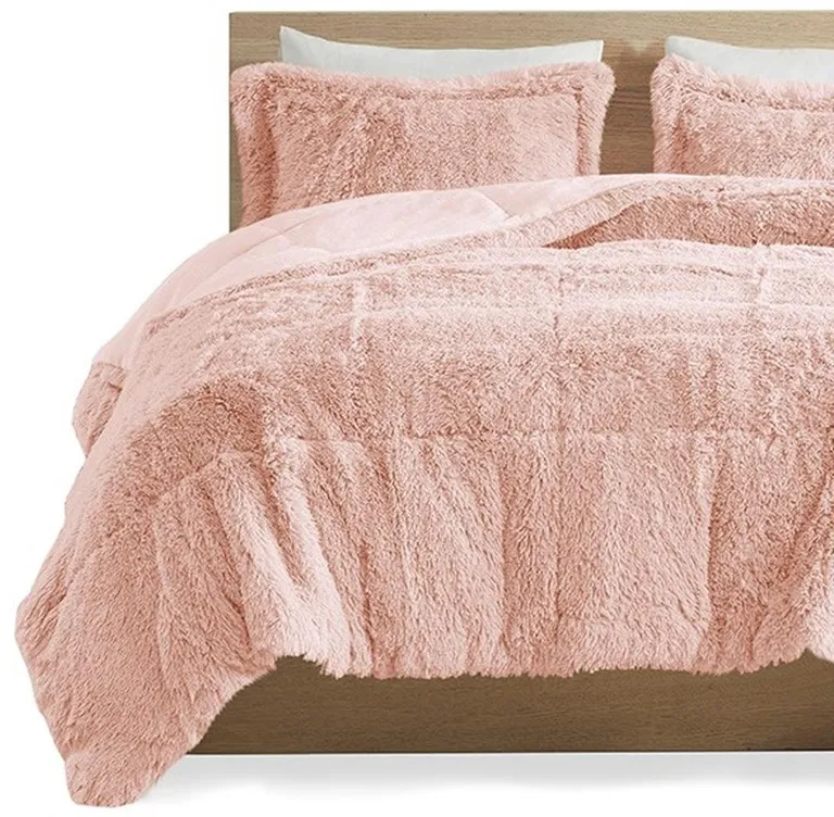 Set of Two Blush  Ring Stitch Polyester Sham And Comforter Photo 4