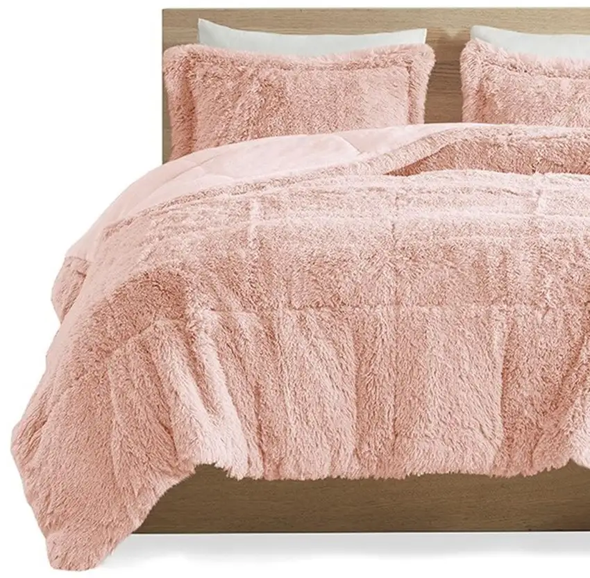 Set of Two Blush  Ring Stitch Polyester Sham And Comforter Photo 4