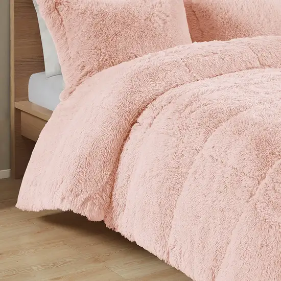 Set of Two Blush  Ring Stitch Polyester Sham And Comforter Photo 5