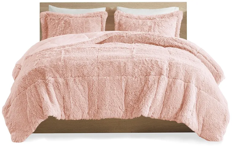 Set of Two Blush  Ring Stitch Polyester Sham And Comforter Photo 2