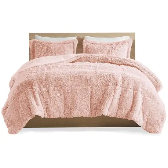 Set of Two Blush Twin Ring Stitch Polyester Sham And Comforter Photo 2