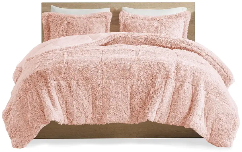 Set of Two Blush Twin Ring Stitch Polyester Sham And Comforter Photo 2