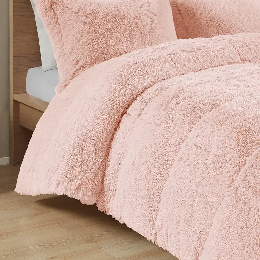 Set of Two Blush Twin Ring Stitch Polyester Sham And Comforter Photo 5