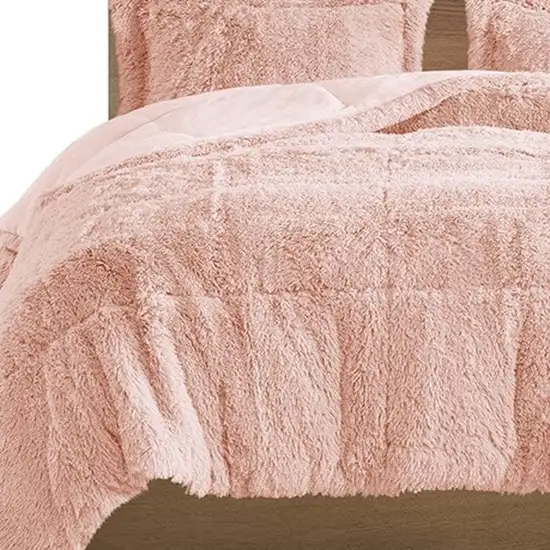 Set of Two Blush Twin Ring Stitch Polyester Sham And Comforter Photo 3