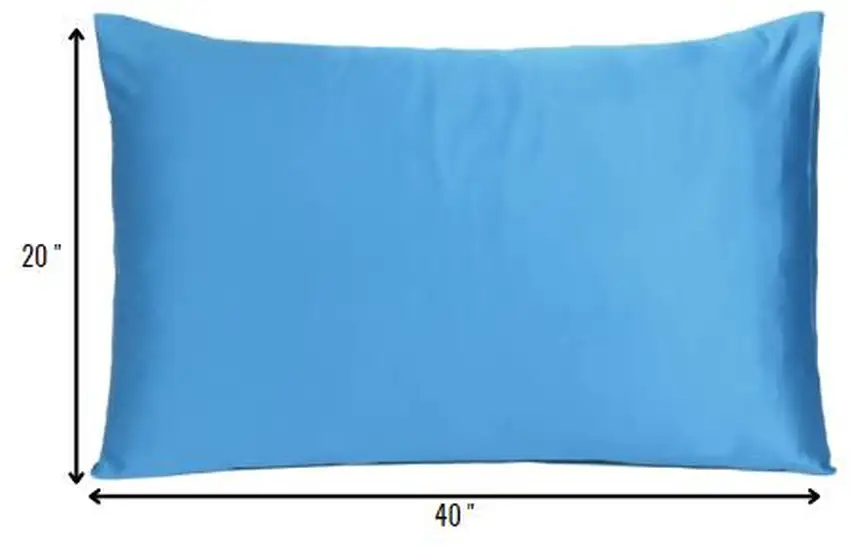 Set of Two Bright Blue Dreamy Silky Satin King Pillowcases Photo 8