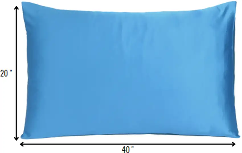 Set of Two Bright Blue Dreamy Silky Satin King Pillowcases Photo 8