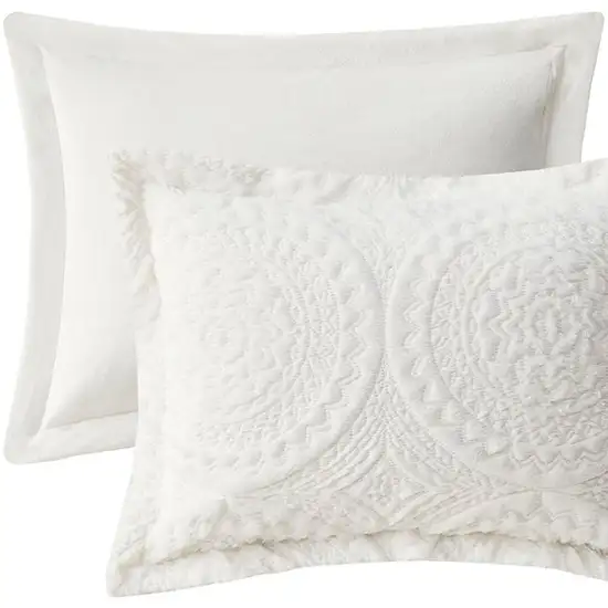 Set of Two Ivory Medallion Twin Ring Stitch Polyester Sham And Comforter Photo 5