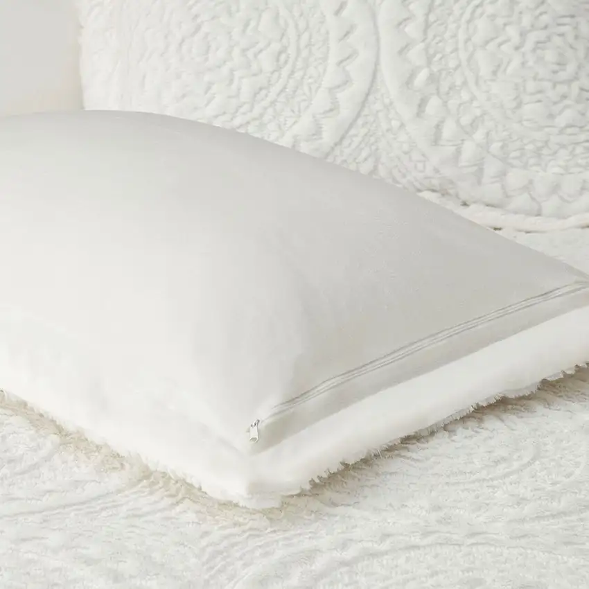 Set of Two Ivory Medallion Twin Ring Stitch Polyester Sham And Comforter Photo 7