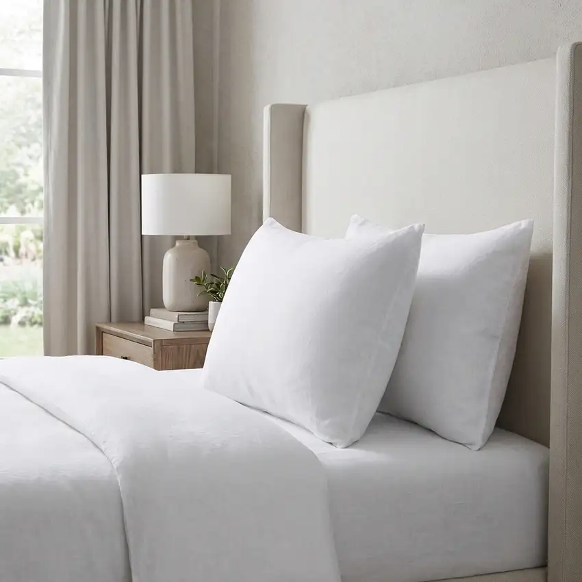 Set of Two White Linen King Pillowcases Photo 1