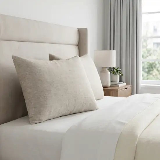 Set of Two Light Gray Linen King Pillowcases Photo 1