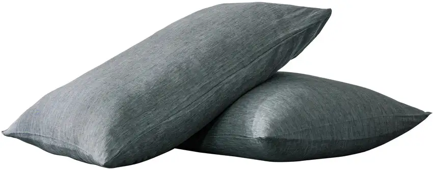Set of Two Slate Gray Linen Pillowcases Photo 3