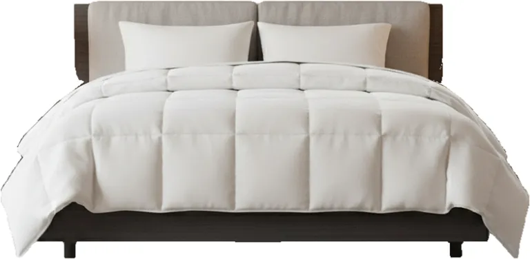Set of Two White Ring Stitch Polyester Sham And Comforter Photo 1