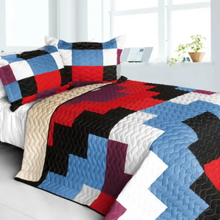 Shinning -  3PC Vermicelli - Quilted Patchwork Quilt Set (Full/Queen Size) Photo 2