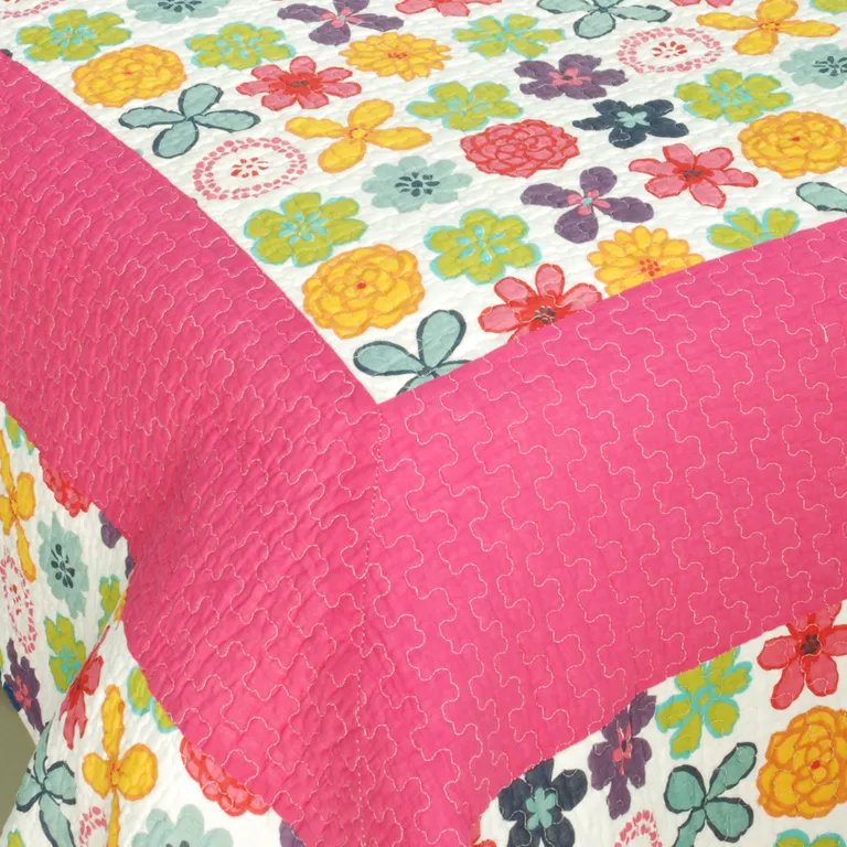 Simple Happiness - 100% Cotton 3PC Vermicelli-Quilted Patchwork Quilt Set (Full/Queen Size) Photo 4