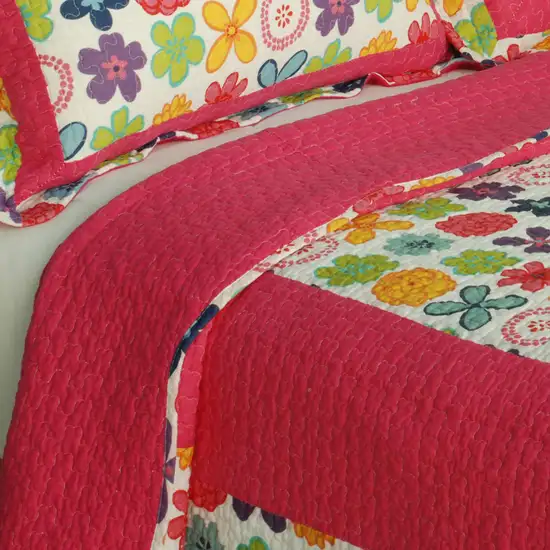 Simple Happiness -  100% Cotton 3PC Vermicelli-Quilted Patchwork Quilt Set (Full/Queen Size) Photo 2