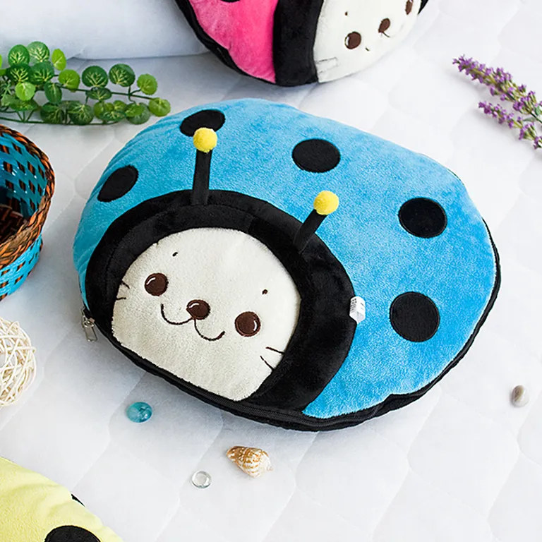 Sirotan - Ladybug Blue - Blanket Pillow Cushion / Travel Pillow Blanket (39.4 by 59.1 inches) Photo 1