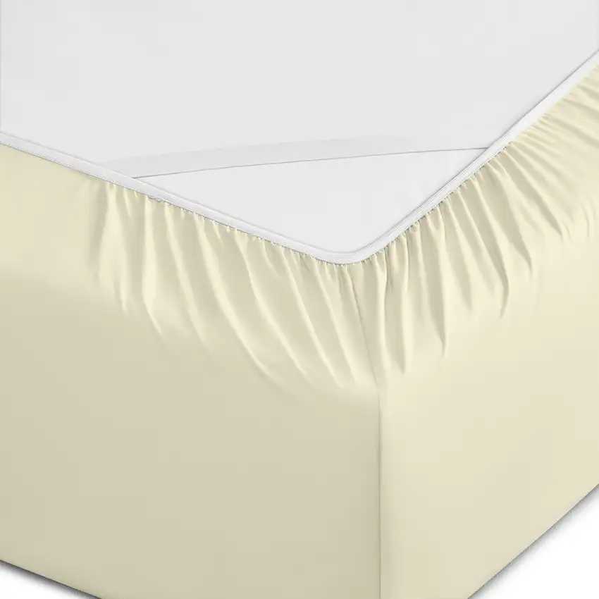 Six Piece Cream Microfiber King Sheet Set Photo 4