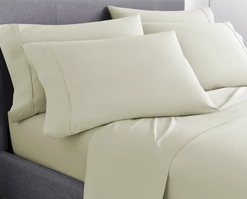 Six Piece Cream Microfiber King Sheet Set Photo 5