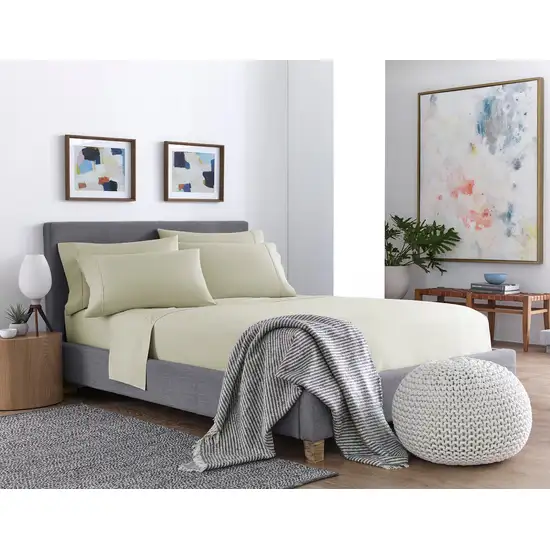 Six Piece Cream Microfiber King Sheet Set Photo 7