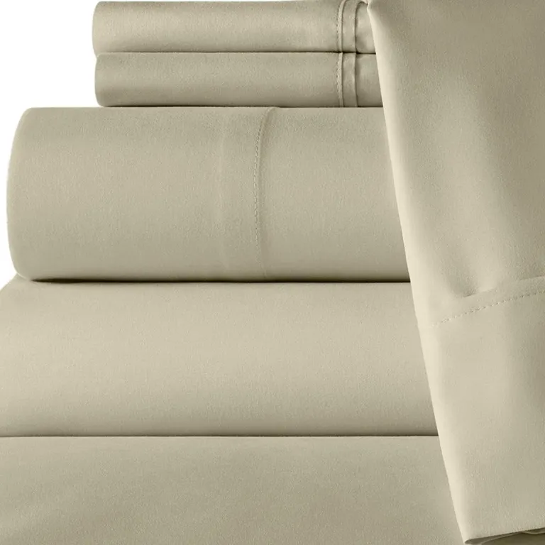 Six Piece Cream Microfiber Queen Sheet Set Photo 5