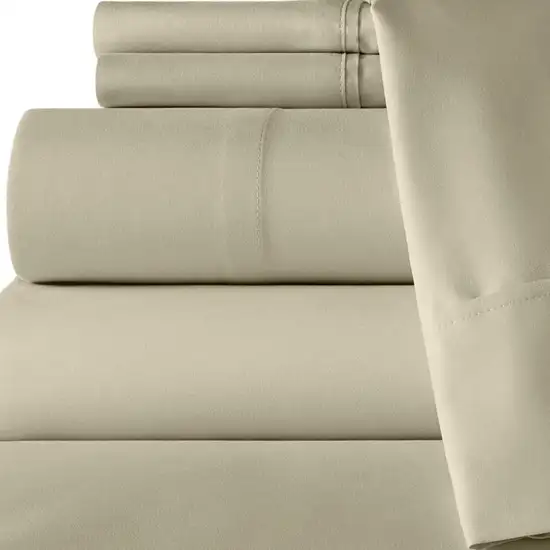Six Piece Cream Microfiber Queen Sheet Set Photo 5