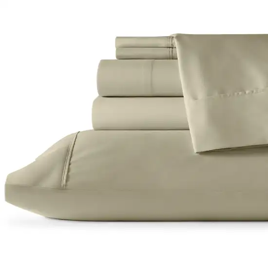 Six Piece Cream Microfiber Queen Sheet Set Photo 2