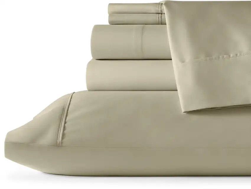 Six Piece Cream Microfiber Queen Sheet Set Photo 2